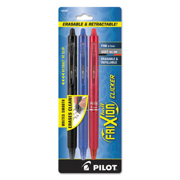 Pilot® Frixion Clicker Erasable Gel Pen, Retractable, Fine 0.7 Mm, Three Assorted Business Ink And Barrel Colors, 3-pack freeshipping - TVN Wholesale